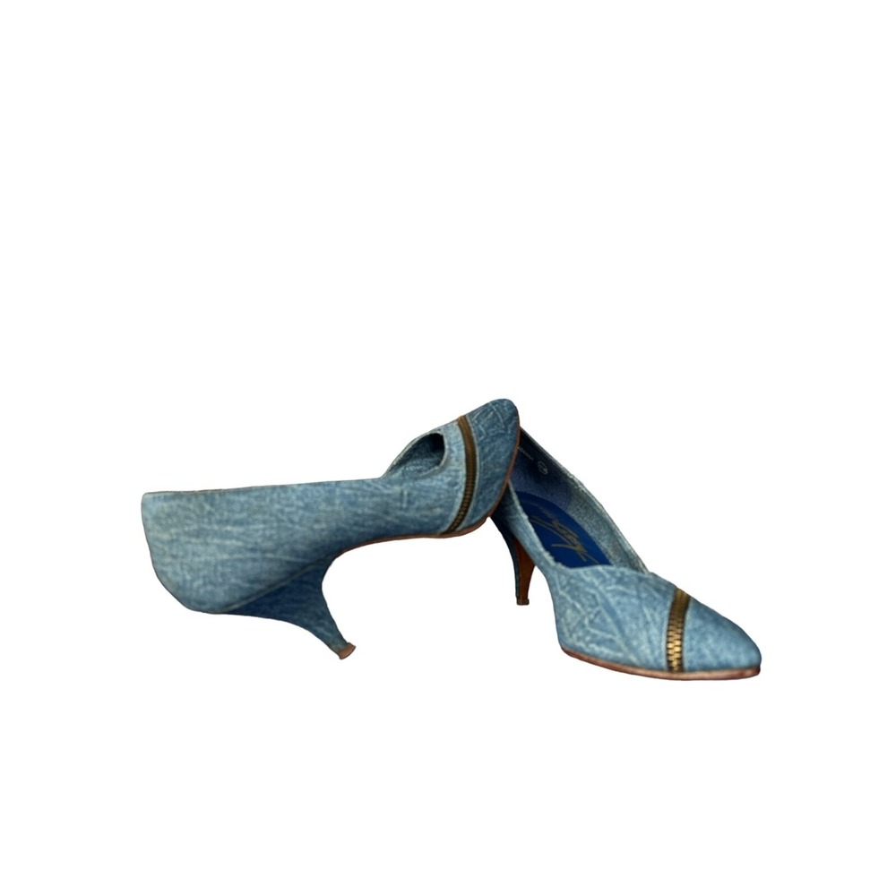 Vintage She's Sassy Women's Denim High Heel Pumps With Zipper Accent Size 8.5 M